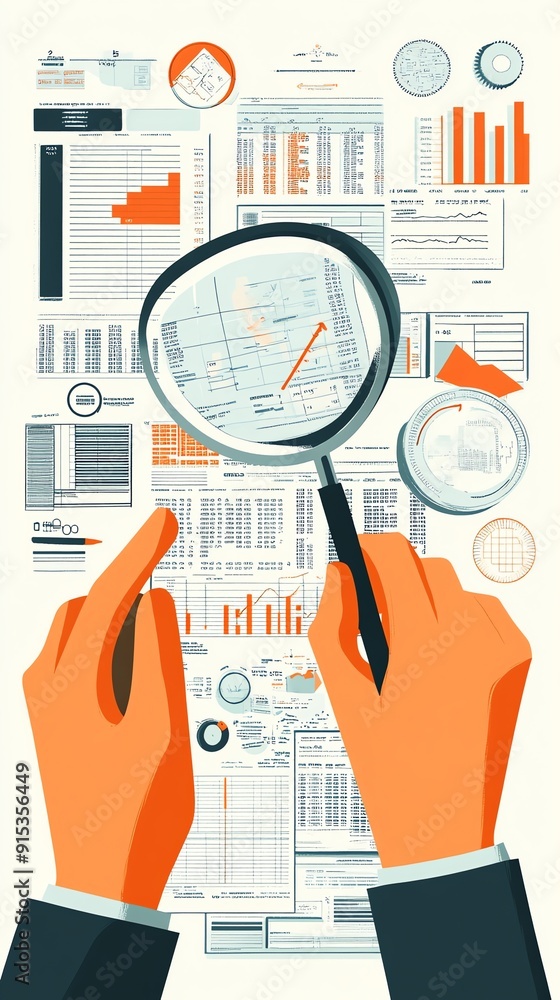 Poster analyzing financial data.