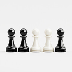 Monochrome minimalist game pieces symbolizing diversity and unity in design.
