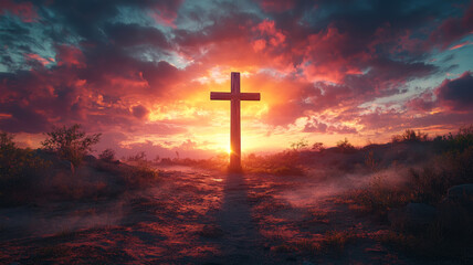 cross at sunset
