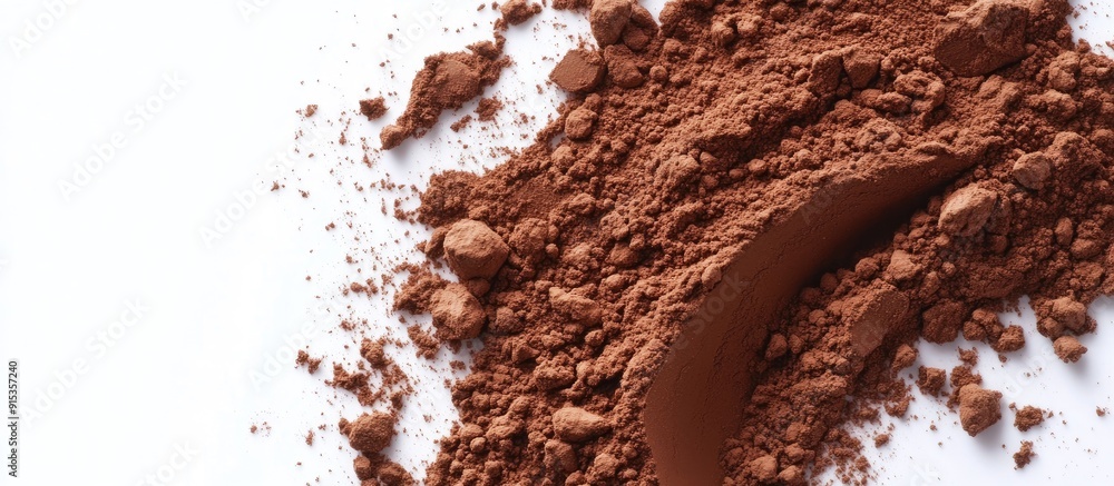 Poster cocoa powder on white. with copy space image. place for adding text or design