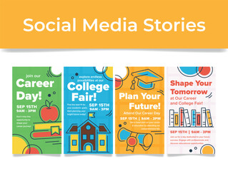 Attractive promotional materials for the Story Career College Fair showcasing the diverse employment opportunities