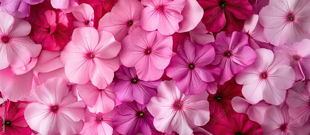 Poster beautiful floral greeting card with a spring and summer abstract background colorful pink phlox flow