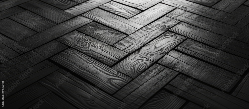 Poster black and white wooden parquet pattern. with copy space image. place for adding text or design