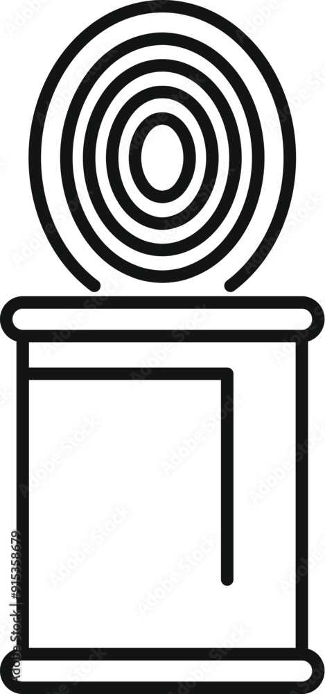 Poster line art icon of an opened tin can with a key opening system