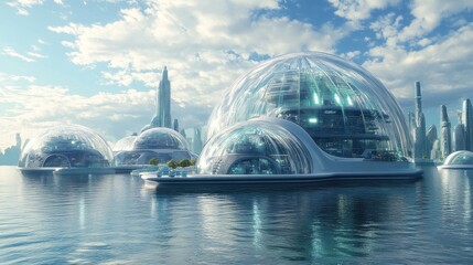 Fototapeta premium Futuristic Cityscape with Domes