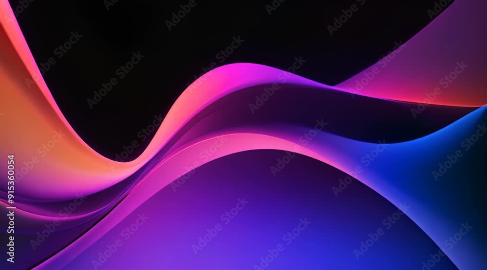Poster abstract animated geometric background in the form of a colored light wave.