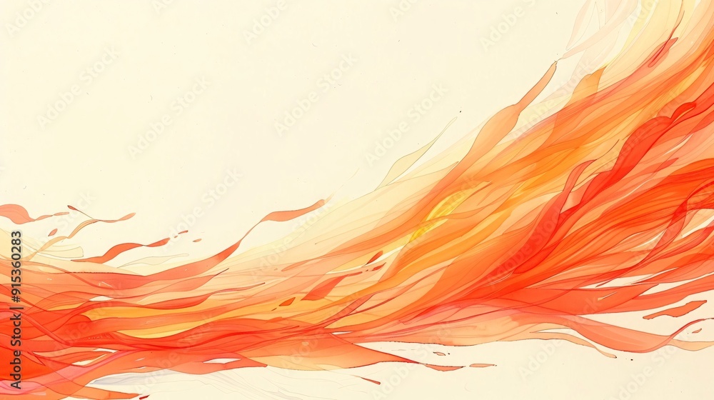 Poster an abstract artwork featuring flowing red and orange lines on a neutral background. the dynamic move