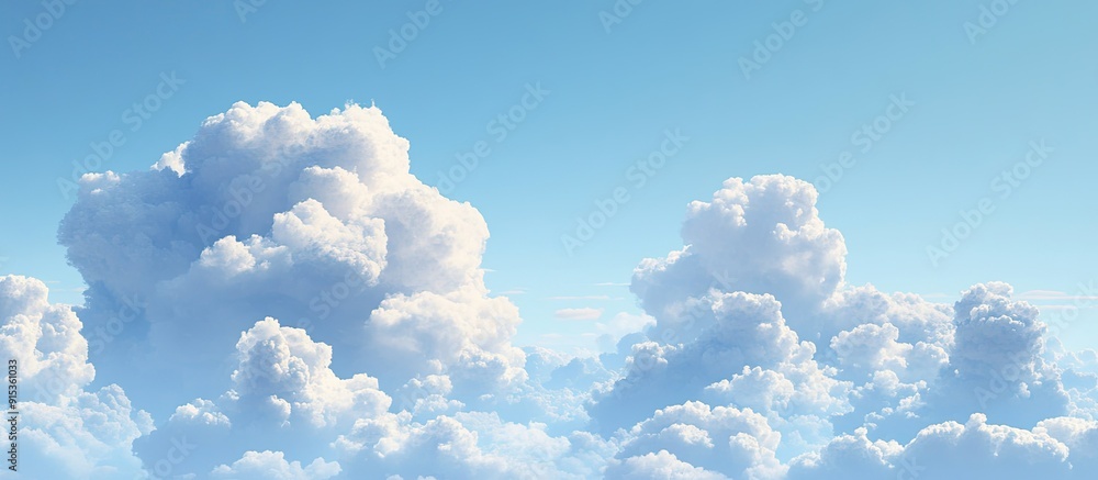 Poster numerous small clouds with a blue sky backdrop natural background. with copy space image. Place for adding text or design