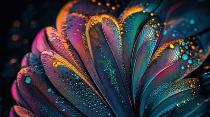 Feathers forming colorful and vibrant material background texture