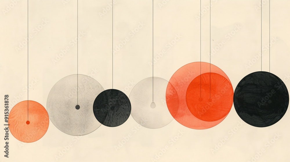Poster this image features an abstract geometric art piece, highlighting overlapping circles in varied size