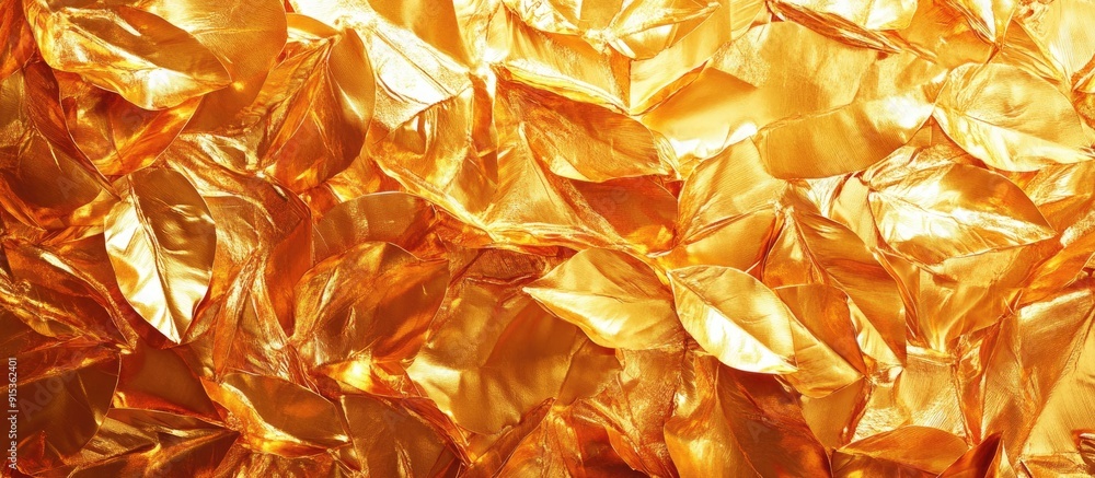 Aufkleber shiny yellow leaf gold foil texture backdrop. with copy space image. place for adding text or design