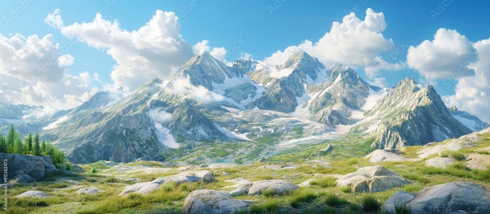 Aufkleber High elevation mountain scenery beneath a blue sky. with copy space image. Place for adding text or design