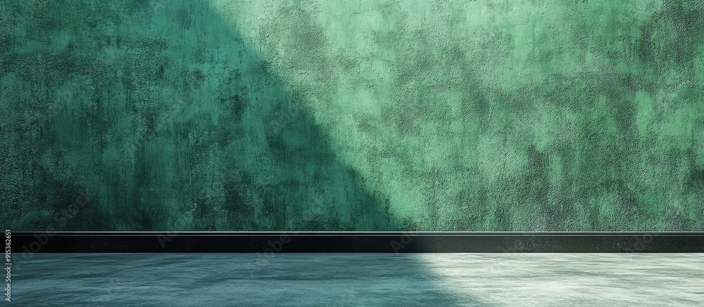 Aufkleber A black and green wall backdrop in a dar style featuring a green wall with a green painted background along with an abstract texture resembling handmade concrete or plaster. with copy space image