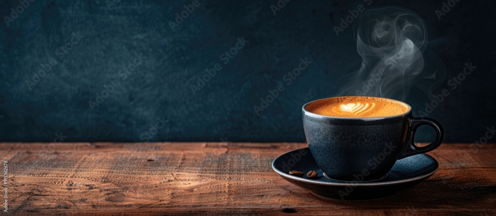 Leinwandbilder black coffee on a vintage backdrop. with copy space image. place for adding text or design