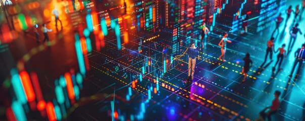 Craft a digital image showcasing a birds eye view of a cryptocurrency market incorporating diverse dance forms with a surprising camera angle twist