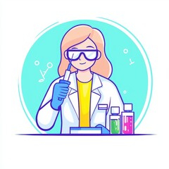 Fototapeta premium Scientist using pipette, conducting experiment, flat design illustration