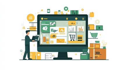 Fototapeta premium Inventory Management System Illustration.