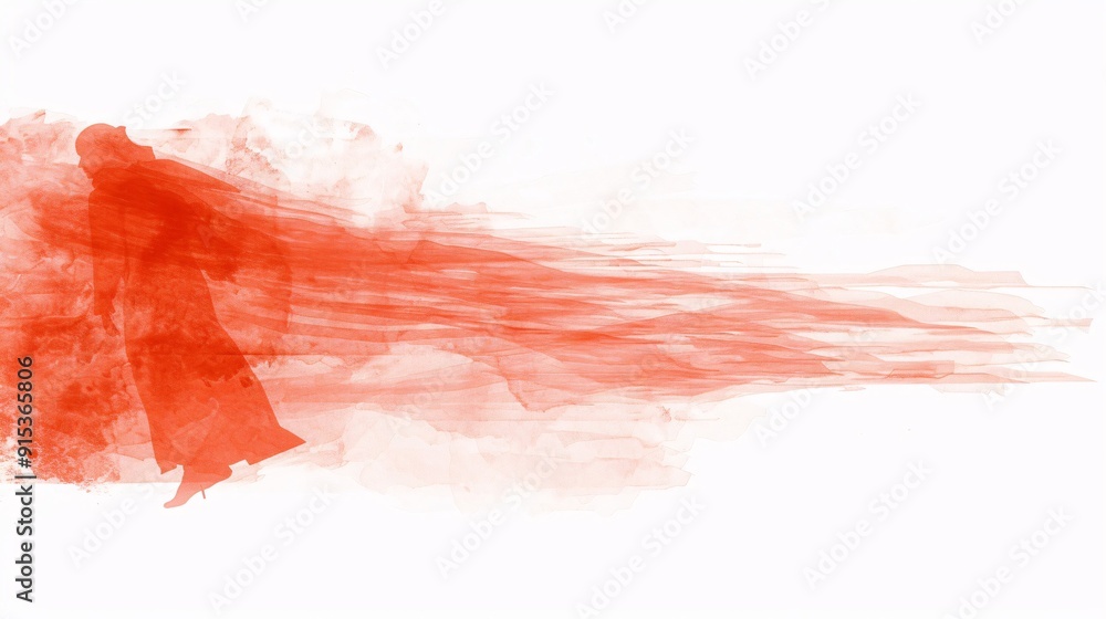 Poster this abstract artwork in delicate shades of red captures a silhouette in motion, evoking a sense of 