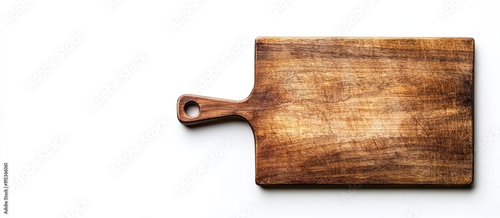 Poster chopping board on white background. with copy space image. place for adding text or design