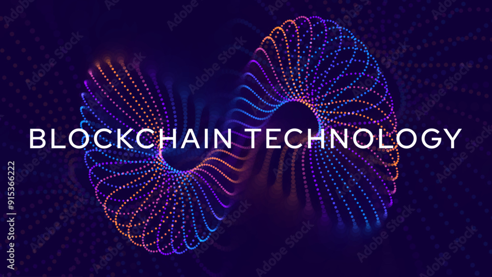 Aufkleber blockchain link sign. 3d chain link grid. two torus. block chain crypto currency. hyperlink. 3d wire