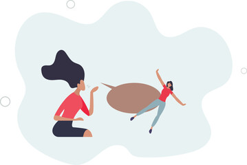Hate speech, bullying, words or message that hurt people, aggressive management style, racism in workplace concept.flat design with people.