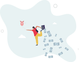 Financial freedom or financial independence concept.flat design with people.