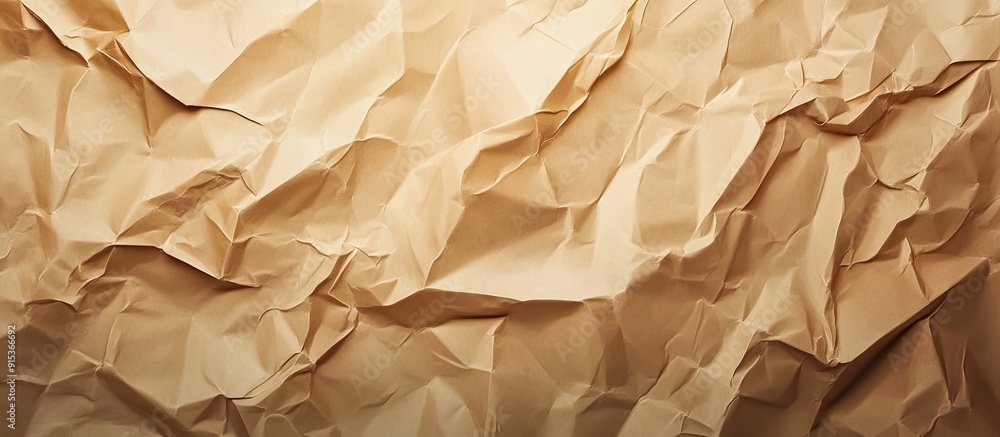 Poster Brown crumpled paper texture for design. with copy space image. Place for adding text or design
