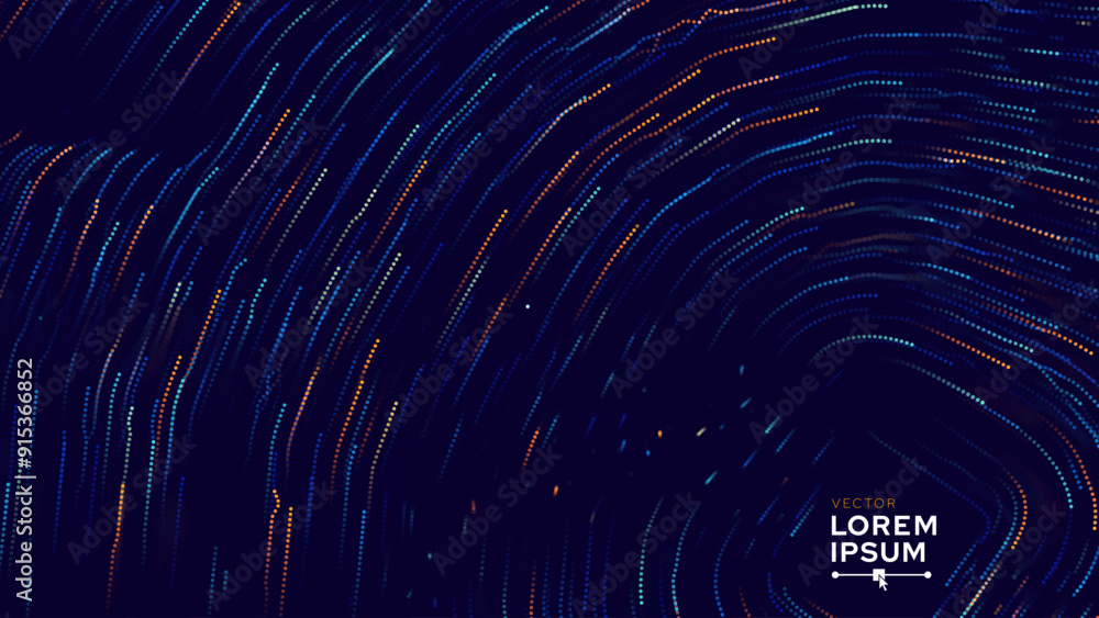 Fototapete Cyber Big Data Flow Particles Bokeh. Digital Neural Network. Concept of AI Artificial Intelligence Technology Machine Deep Learning. Digital Communication. Science Technology Presentation Vector.