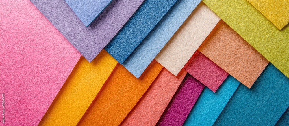 Aufkleber Top view shot of multicolored felt sheets with copy space