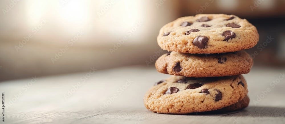Poster cookies concept with a background in soft focus. with copy space image. place for adding text or des