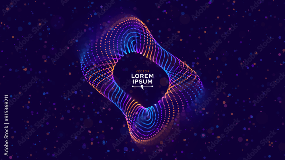 Poster Digital Big Data Flow Vector Background. Big Data Technology Lines. Abstract Science Technology Illustration. Big Data Neural Network Background Concept. AI Visualization Concept. Digital Vector.