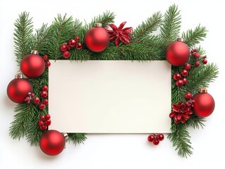 Festive Christmas decoration with ornaments and pine branches for winter celebrations