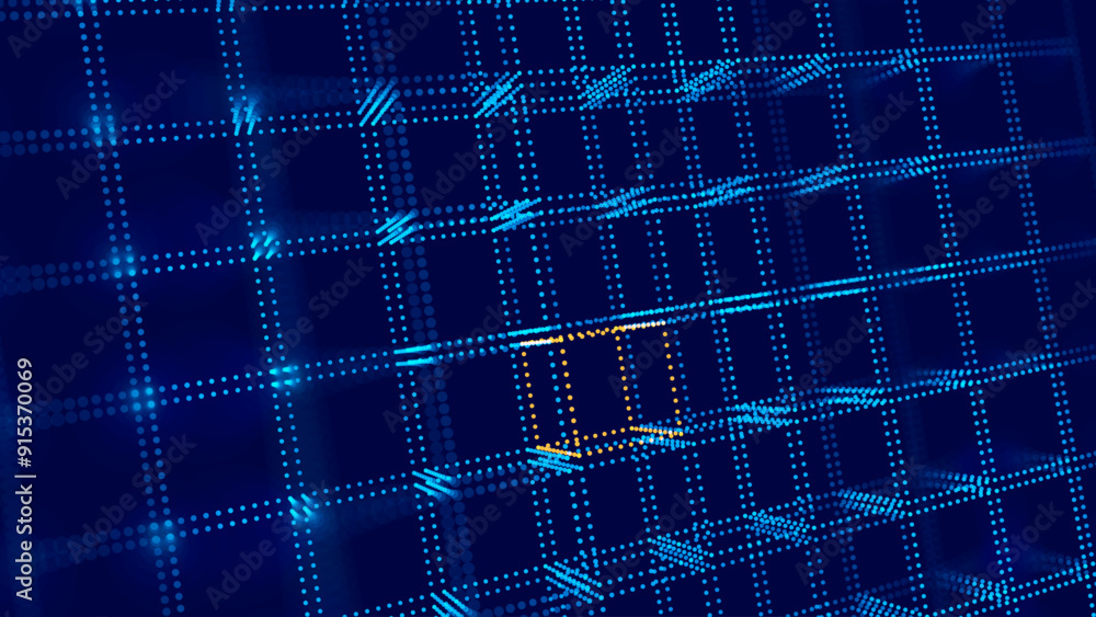 Fototapete Big Data 3D Cubes Quantum Computer Server Concept Background. 3D Blockchain Cube Blocks Concept. Data Core Abstract Cubes. Artificial Intelligence HUD Design Element.
