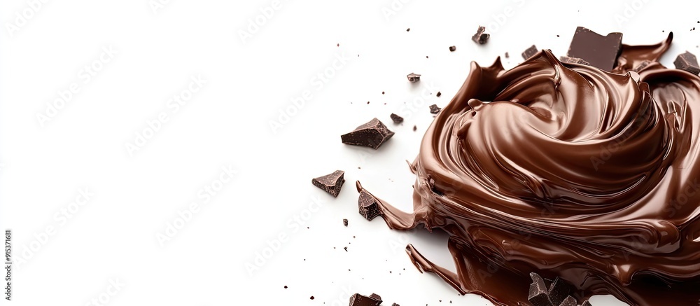 Fototapete cream pile with chocolate isolated on a white background. with copy space image. place for adding te