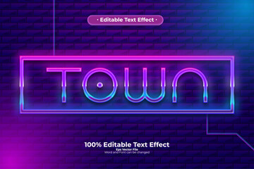 New town editable text effect in modern trend style
