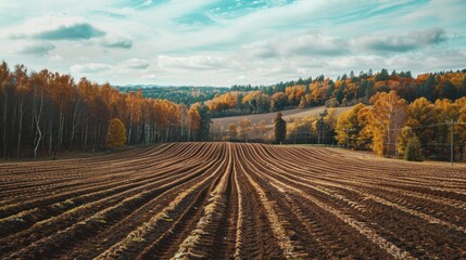 A field of crops with a cloudy sky in the background