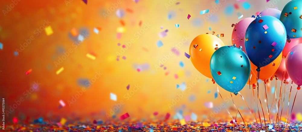 Poster Birthday greetings with colorful backgrounds Birthday banner. with copy space image. Place for adding text or design