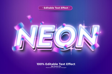 Neon editable text effect in modern trend style