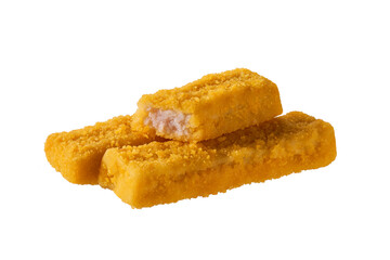 Deep fried fish fingers snacks fastfood isolated .