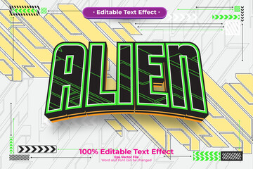 Alien New editable text effect in modern trend style