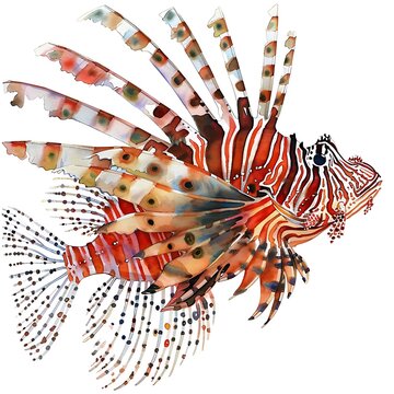 recommend clip art: Watercolor Illustration of a Lionfish with Red and White Stripes.