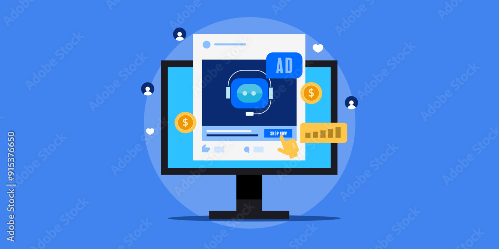 Poster social media advertising driven by customer data and ai technology increase click rate, generates mo