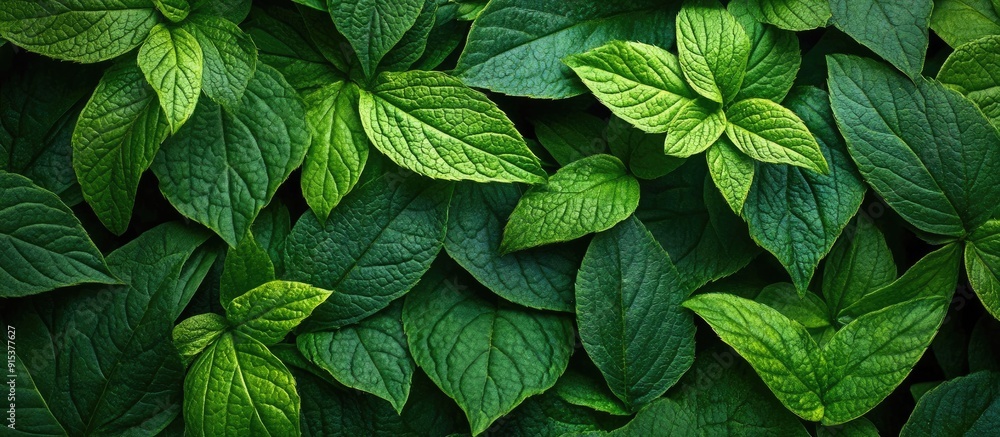 Aufkleber close ups and details of the green leaves. with copy space image. place for adding text or design