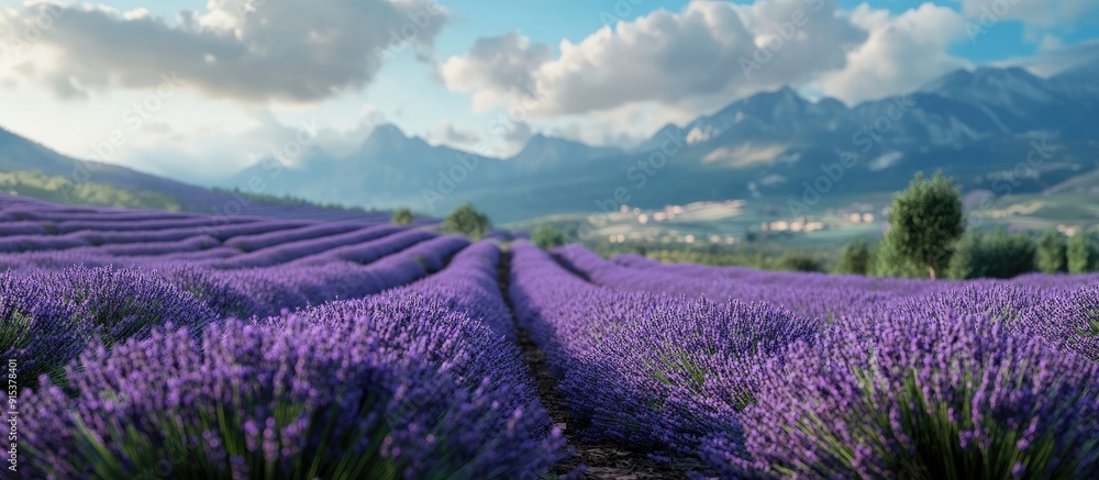 Aufkleber Lavender farm. with copy space image. Place for adding text or design