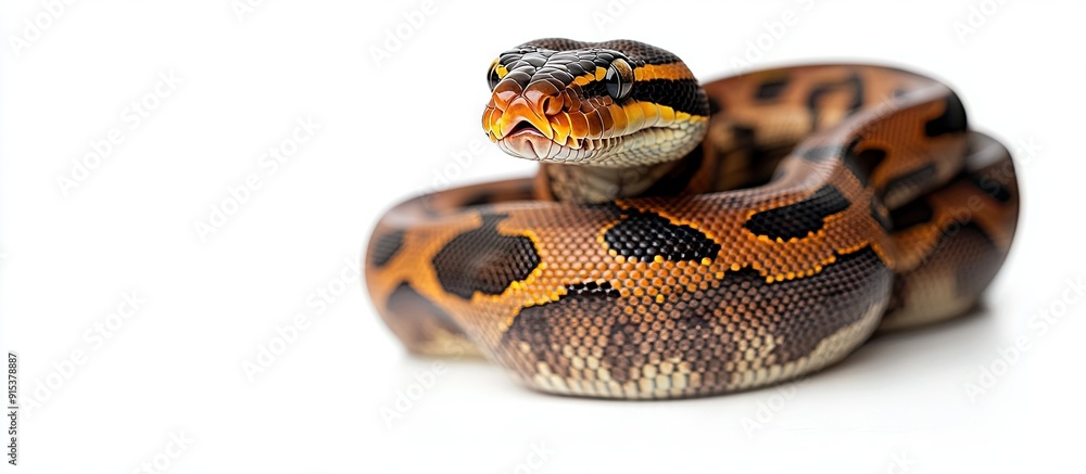 Aufkleber Reticulated Python Python reticulatus separated against a white background. with copy space image. Place for adding text or design