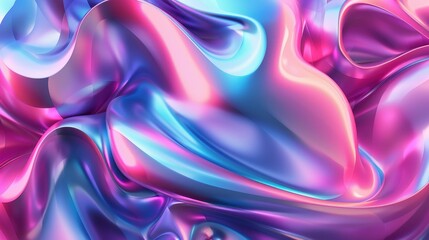 Obraz premium Colorful waves of pink and blue flow smoothly in a vibrant digital landscape