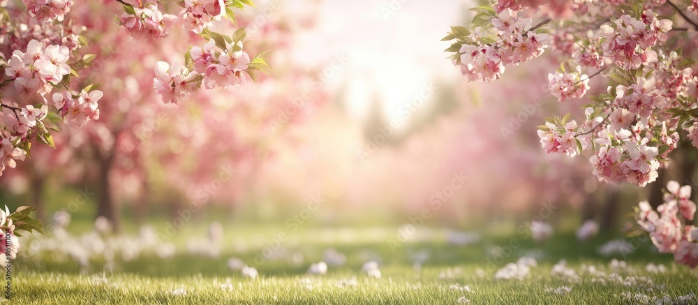 Leinwandbilder spring season blossoming trees. with copy space image. place for adding text or design