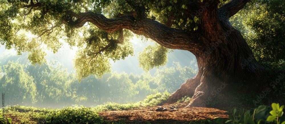Leinwandbilder the largest tree from a bill view. with copy space image. Place for adding text or design