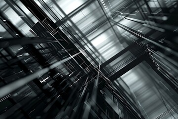 Obraz premium Abstract Geometric Structure with Black and White Colors