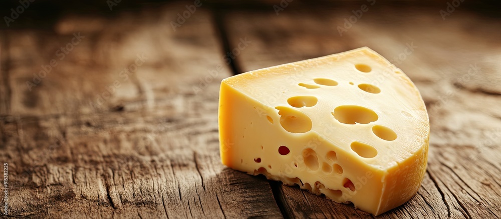 Aufkleber cheese on a wooden surface. with copy space image. place for adding text or design